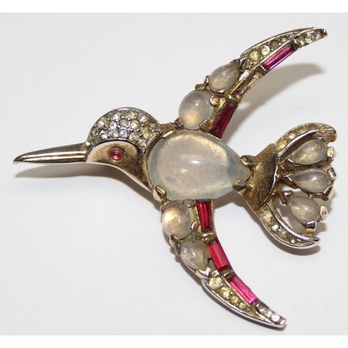 1160 - Alfred Philippe for Trifari, a rare mid-century costume jewellery brooch formed as a flying bird, se... 