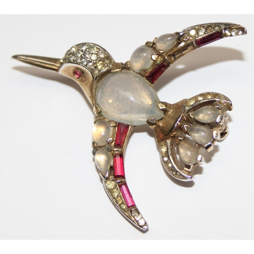 1160 - Alfred Philippe for Trifari, a rare mid-century costume jewellery brooch formed as a flying bird, se... 