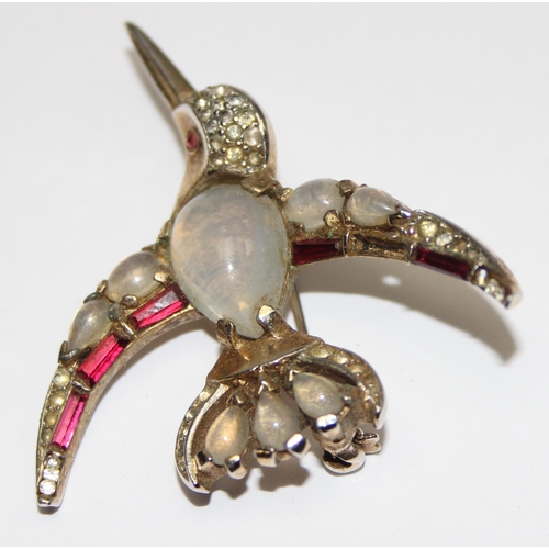 1160 - Alfred Philippe for Trifari, a rare mid-century costume jewellery brooch formed as a flying bird, se... 