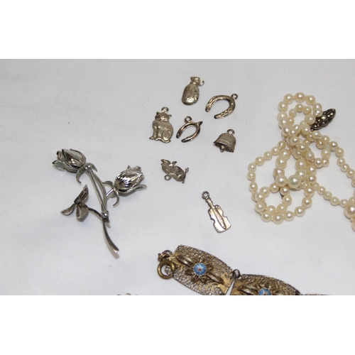 1163 - Qty of assorted silver and silver mounted jewellery, all XRF tested and a gold with metal core