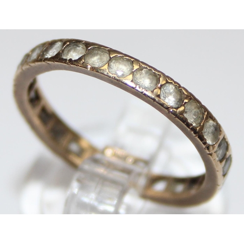 1167 - 9ct gold and white stone eternity ring, marked 9ct and XRF confirmed, approx size Q, approx 1.85g gr... 