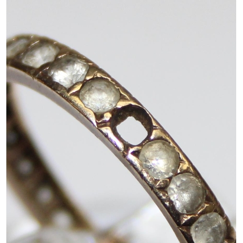 1167 - 9ct gold and white stone eternity ring, marked 9ct and XRF confirmed, approx size Q, approx 1.85g gr... 