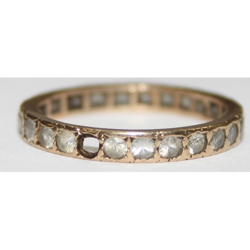 1167 - 9ct gold and white stone eternity ring, marked 9ct and XRF confirmed, approx size Q, approx 1.85g gr... 