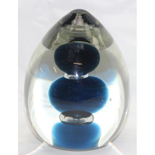 1607 - A large retro art glass paperweight and a Murano style cased glass table lighter, both unmarked, the... 