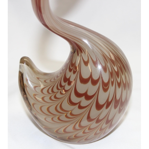 1640 - Murano/ Italian Glass, a retro glass sculpture of a duck or swan, polished base, likely Murano but u... 