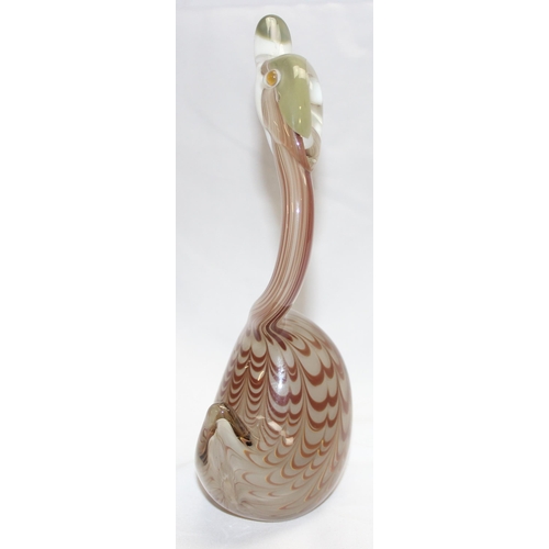 1640 - Murano/ Italian Glass, a retro glass sculpture of a duck or swan, polished base, likely Murano but u... 