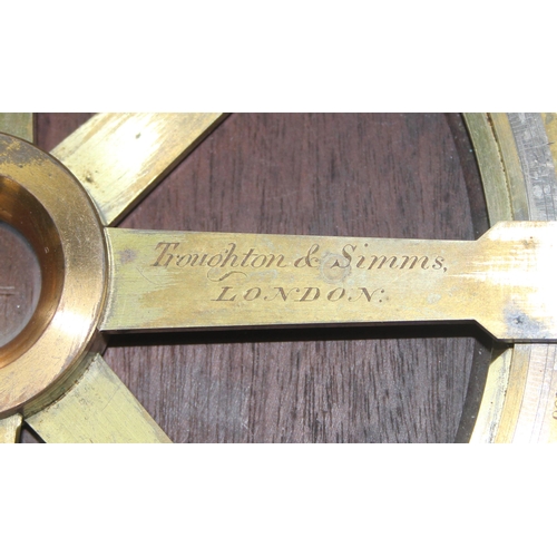 665 - A rare mid-late 19th Century lacquered brass 360 degree folding twin-arm protractor, by Troughton & ... 