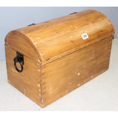 295 - Small sized vintage domed topped pine trunk, approx 50cm x 33cm x 30cm