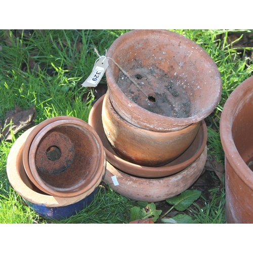329 - Mixed of vintage terracotta garden pots, largest 33cm high
