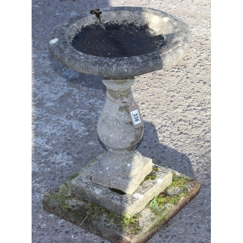 330 - 3 step reconstituted garden birdbath, approx. height 58cm