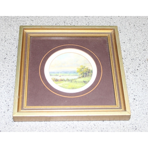 485 - A. Majzlik RMS (XX), 2 miniature oil or gouache paintings of landscapes, both unsigned but labelled ... 