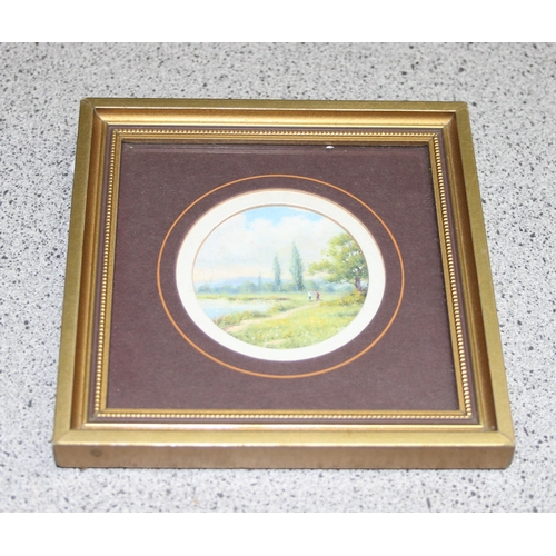 485 - A. Majzlik RMS (XX), 2 miniature oil or gouache paintings of landscapes, both unsigned but labelled ... 