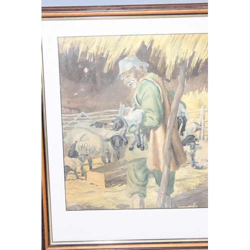 489 - In the manner of Lucy Kemp-Welch (1869-1958), 2 watercolour studies of farmyard scenes, one signed W... 