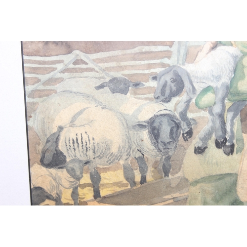 489 - In the manner of Lucy Kemp-Welch (1869-1958), 2 watercolour studies of farmyard scenes, one signed W... 