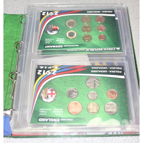 1249 - Euro 2012 commemorative football coins in albums, mainly Euros