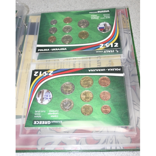 1249 - Euro 2012 commemorative football coins in albums, mainly Euros