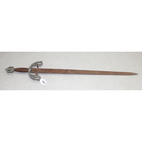 1468 - A vintage Great Knights Battle Sword copy, likely Spanish, approx 107cm long