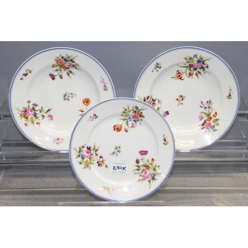 1699K - 3 Louis Aimé Césaire Macé decorated Sevres porcelain plates, decorated with floral sprigs, marked to... 