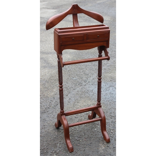 193 - An antique style wooden valet stand with 2 small drawers and twist carved supports, approx 122cm tal... 