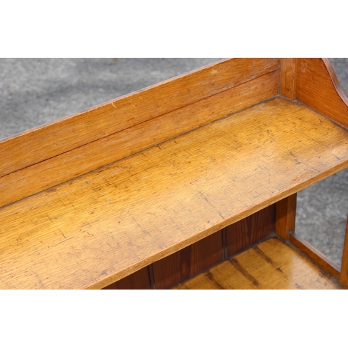 194 - A set of vintage light oak and pine bookshelves, likely early 20th century, approx 55cm wide x 19cm ... 