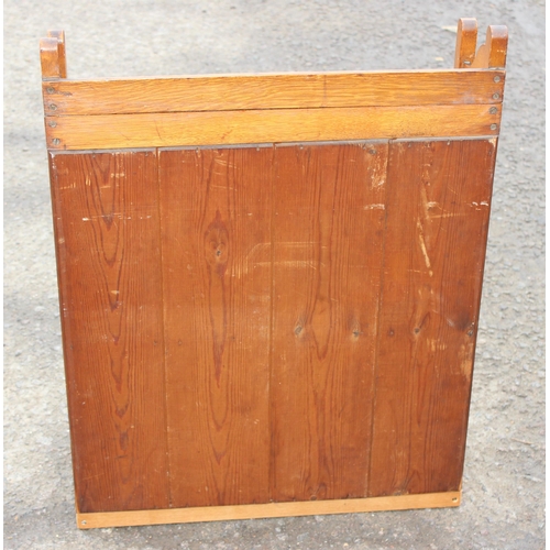 194 - A set of vintage light oak and pine bookshelves, likely early 20th century, approx 55cm wide x 19cm ... 