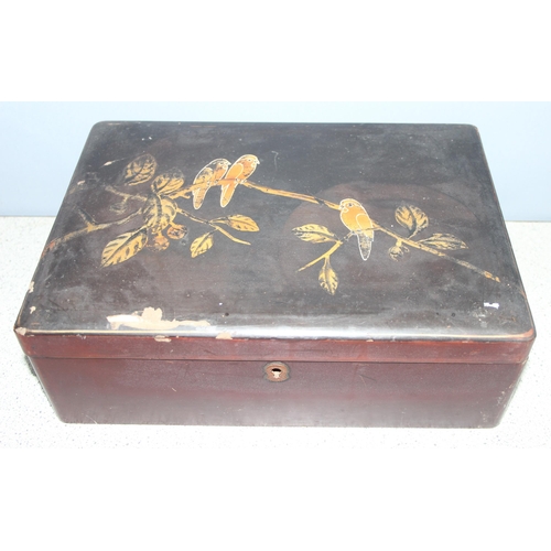 293 - Qty of assorted antique and later boxes to inc lacquer and other wooden items