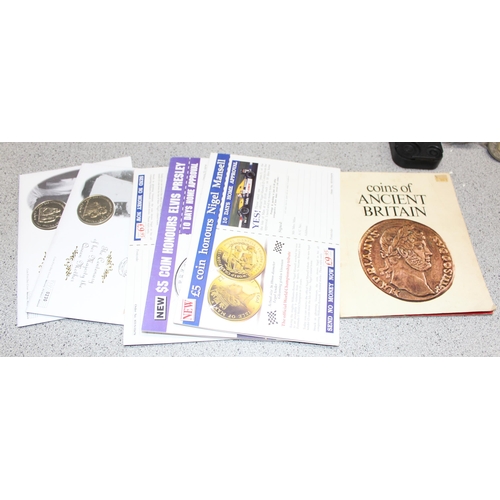 1253 - Qty of commemorative coins, coins covers etc, many in packaging etc