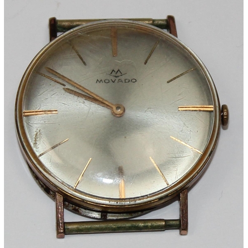 1335 - A vintage Movado wristwatch with 17 jewel mechanical movement, plain face with baton numerals and go... 