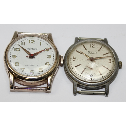 1340 - 3 vintage mechanical watches with steel cases, Solo, Accurist & Roxedo