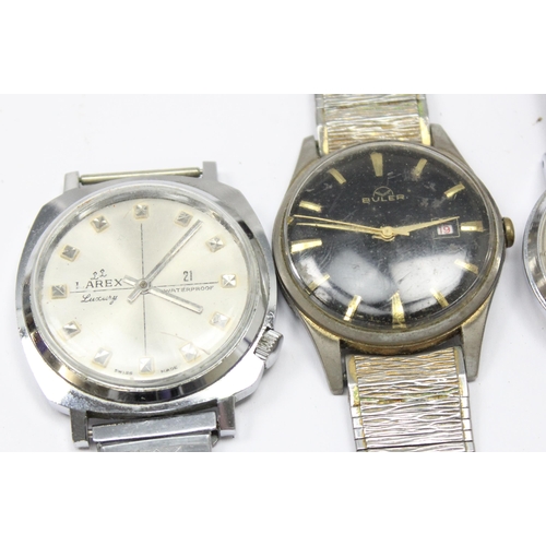 1341 - 3 vintage mechanical watches with steel cases, Buler, Larex Luxury & Kelton