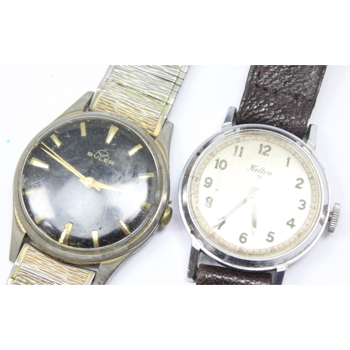 1341 - 3 vintage mechanical watches with steel cases, Buler, Larex Luxury & Kelton