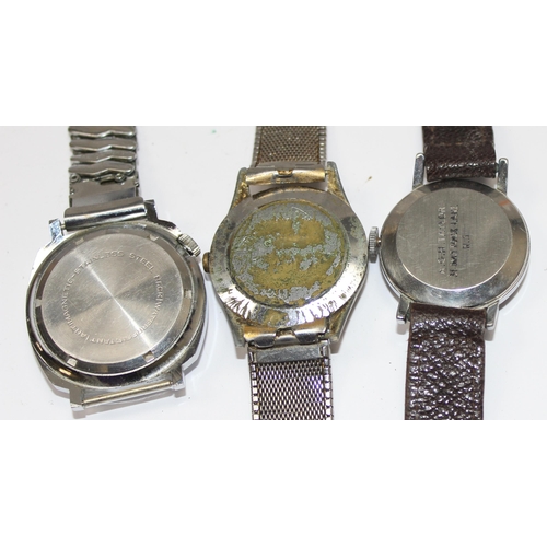 1341 - 3 vintage mechanical watches with steel cases, Buler, Larex Luxury & Kelton