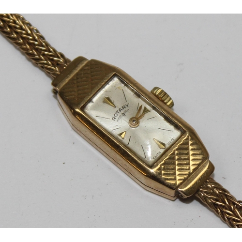 1342 - 9ct gold cased Rotary watch with 9ct gold strap, marked for Birmingham 1964, approx 12.57g gross inc... 