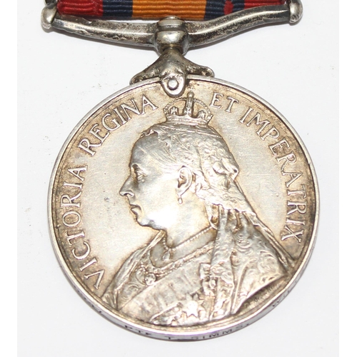 1470 - A Boer War QSA medal, awarded to 6547 Private T Simms of the Wiltshire Regiment, with ribbon