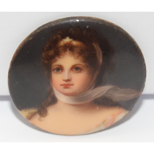 1660A - A superb quality hand painted porcelain plaque depicting a classical female figure, 19th century, se... 