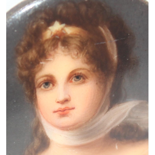 1660A - A superb quality hand painted porcelain plaque depicting a classical female figure, 19th century, se... 