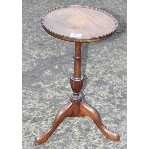 138 - A small vintage Sheraton revival style mahogany wine table, approx 34cm wide x 34cm deep x 50cm tall