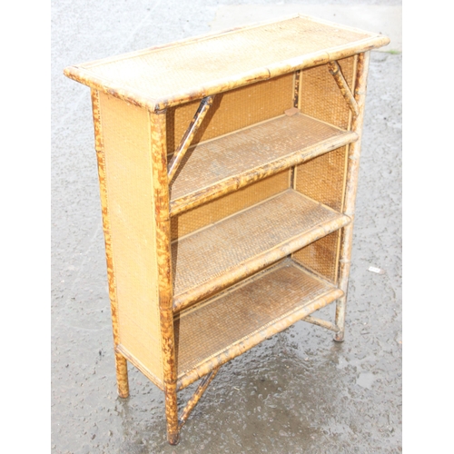 59 - A Victorian period Aesthetic Movement bamboo 3 tier bookcase, approx 77cm wide x 33cm deep x 71cm ta... 