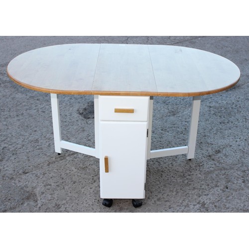 139A - Dropleaf folding table with folding chairs contained in base, approx 139cm/ 33cm wide x 87cm deep x ... 