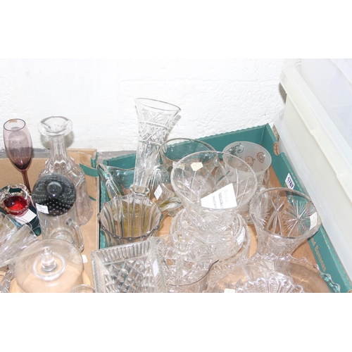 1716 - 2 boxes of assorted glassware, antique and retro pieces included