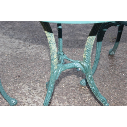 306 - Antique style green aluminium garden bistro set