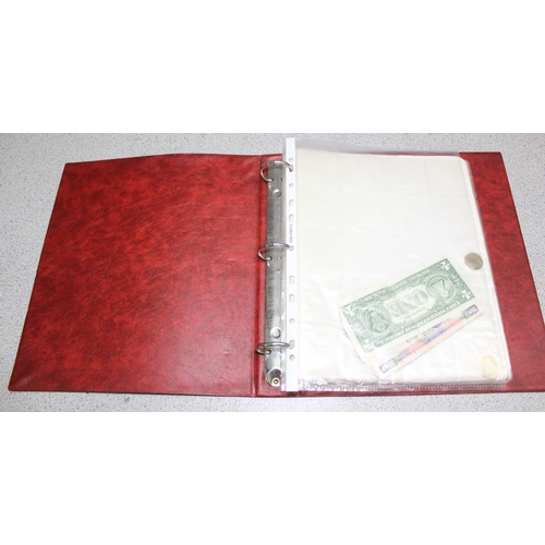 1210 - Album of mixed world coins and some banknotes etc