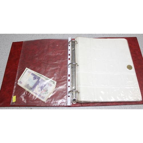 1210 - Album of mixed world coins and some banknotes etc