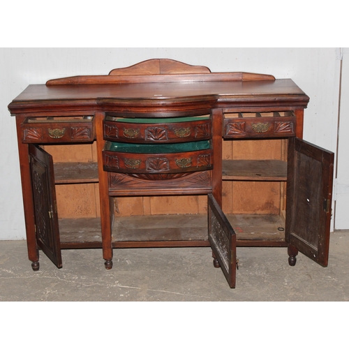 19 - Antique carved mahogany sideboard, approx 148cm wide x 51cm deep x 111cm tall