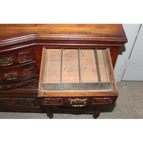 19 - Antique carved mahogany sideboard, approx 148cm wide x 51cm deep x 111cm tall