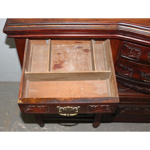 19 - Antique carved mahogany sideboard, approx 148cm wide x 51cm deep x 111cm tall