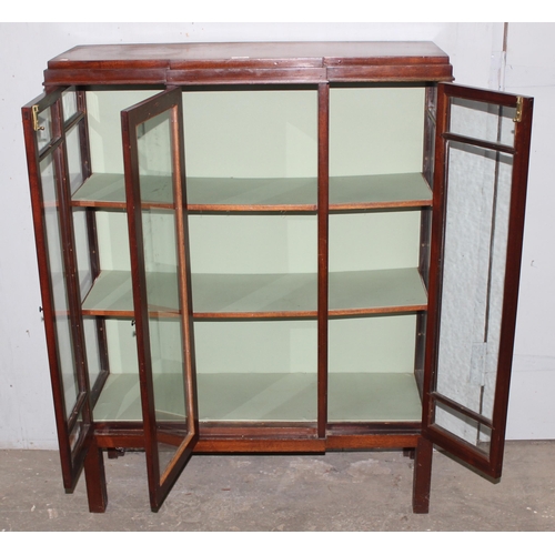 20 - Art Deco period glazed mahogany display cabinet with glass shelves, approx 93cm wide x 34cm deep x 1... 