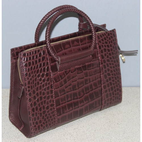 213 - A vintage Radley crocodile effect leather handbag with dust bag and strap, approx 24cm wide