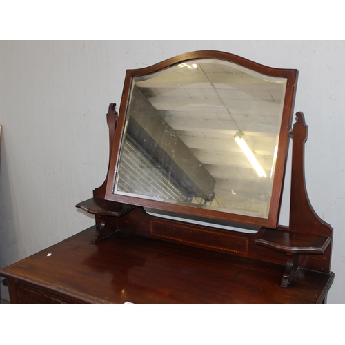 22 - Edwardian dressing table with mirror, approx 107cm wide x 52cm deep x 153cm tall