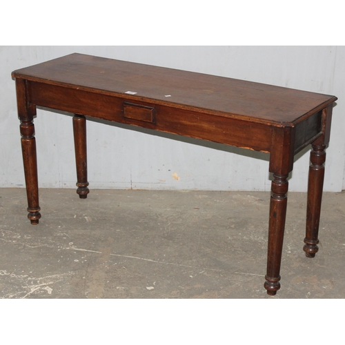 23 - A small antique mahogany side table, approx 120cm wide x 42cm deep x 66cm tall